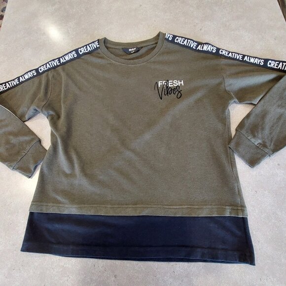 MAX Women's Typographic Print Crew Neck Long Sleeves Sweatshirt Olive/Black SML - Picture 8 of 13